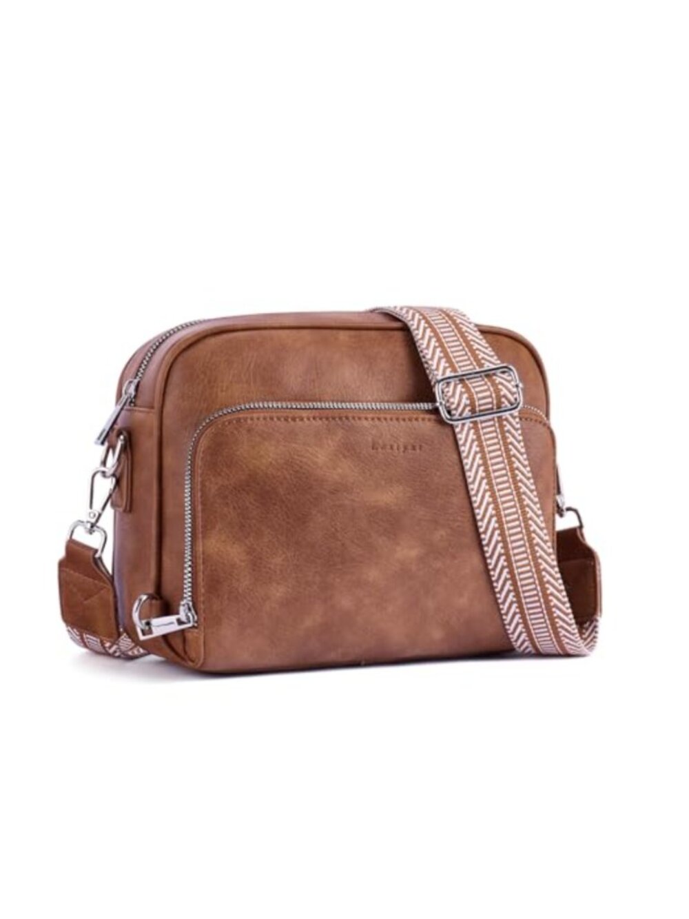 Vegan Leather Crossbody Bag Anti Theft Built in Wallet Guitar Strap